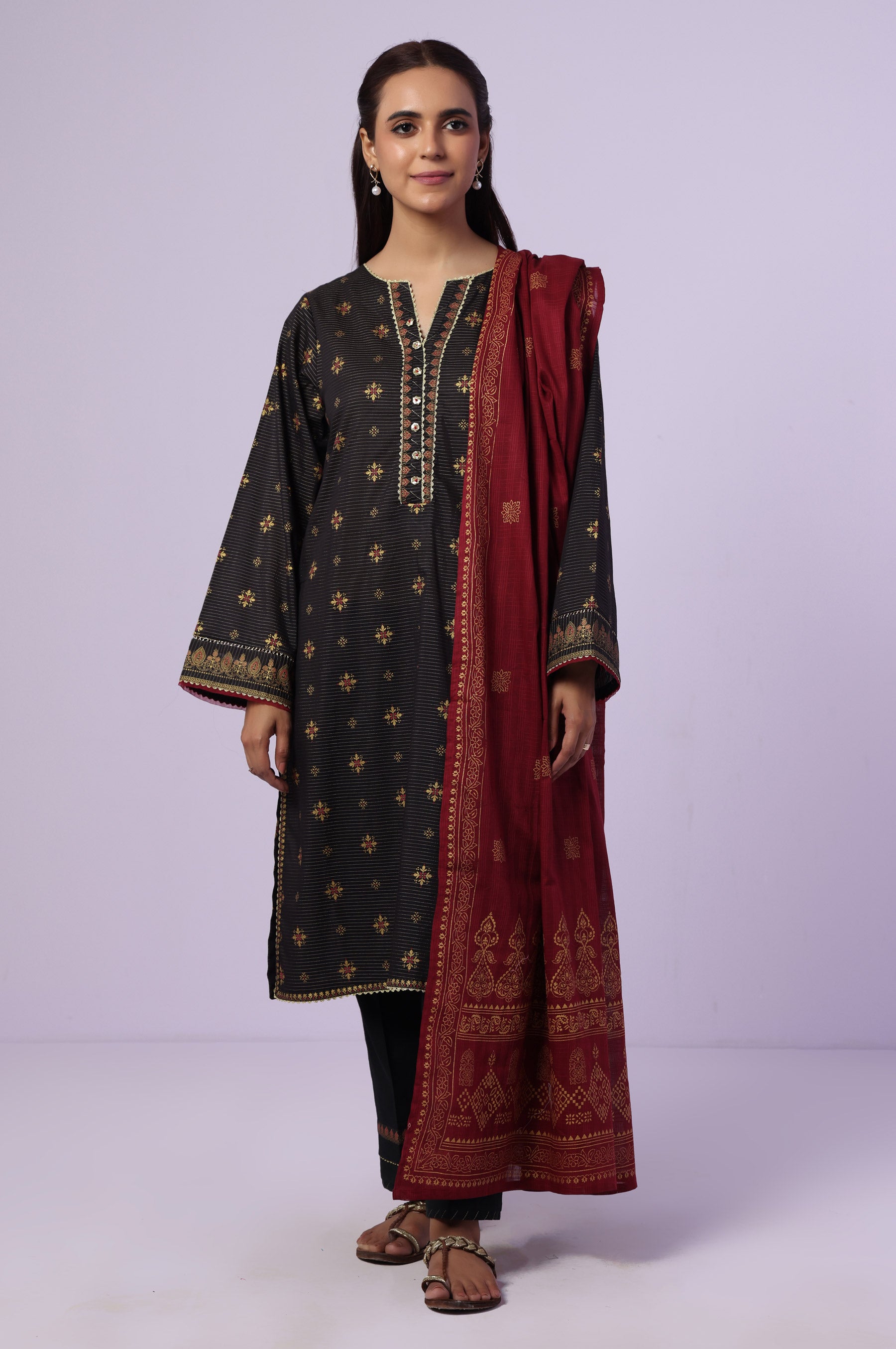Stitched 3 Piece Paste Printed Dobby Mysuri Suit